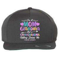 Cute Funny I'm A Mom Grandma And A Great Grandma Nothing Scares Me Wool Snapback Cap