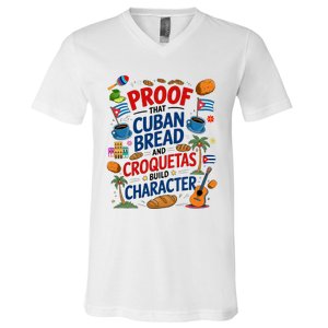 Cuban Flag Ideas & Hispanic Cuban Croquetas V-Neck T-Shirt