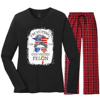 Convicted Felon IM Voting Convicted Felon Women's Long Sleeve Flannel Pajama Set 