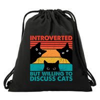Cat Funny Introverted But Willing To Discuss Cats Drawstring Bag
