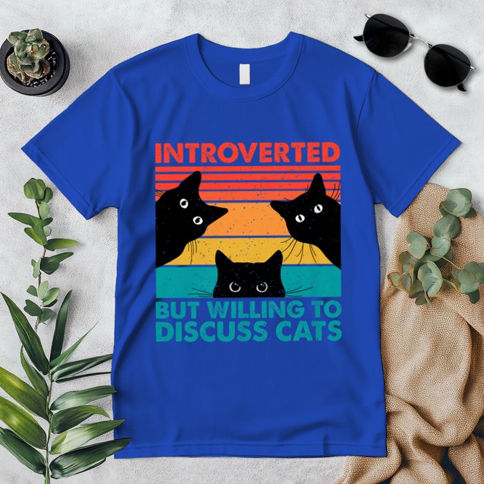 Cat Funny Introverted But Willing To Discuss Cats Premium T-Shirt