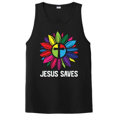 Cool Flower Jesus Saves PosiCharge Competitor Tank