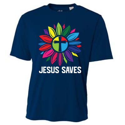 Cool Flower Jesus Saves Cooling Performance Crew T-Shirt