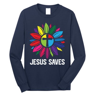 Cool Flower Jesus Saves Long Sleeve Shirt