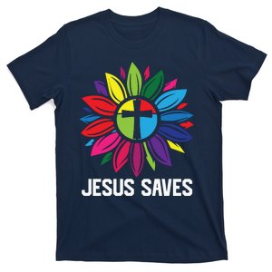 Cool Flower Jesus Saves T-Shirt