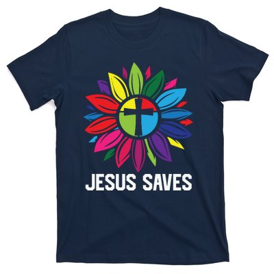 Cool Flower Jesus Saves T-Shirt