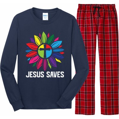 Cool Flower Jesus Saves Long Sleeve Pajama Set