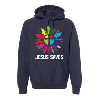 Cool Flower Jesus Saves Premium Hoodie