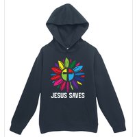 Cool Flower Jesus Saves Urban Pullover Hoodie