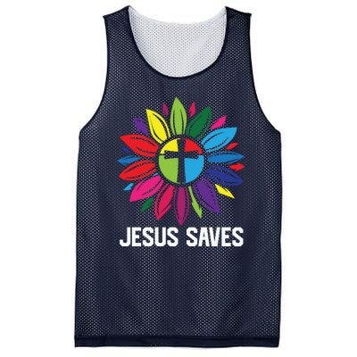 Cool Flower Jesus Saves Mesh Reversible Basketball Jersey Tank