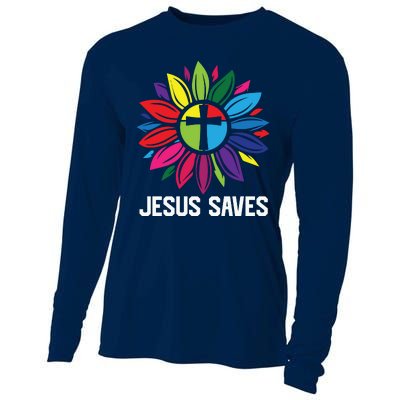 Cool Flower Jesus Saves Cooling Performance Long Sleeve Crew