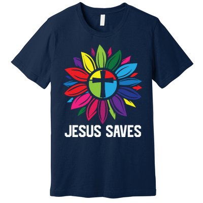 Cool Flower Jesus Saves Premium T-Shirt