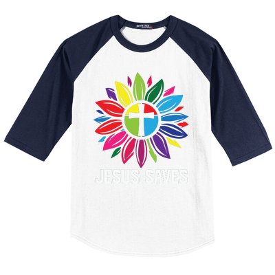 Cool Flower Jesus Saves Baseball Sleeve Shirt