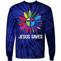 Cool Flower Jesus Saves Tie-Dye Long Sleeve Shirt