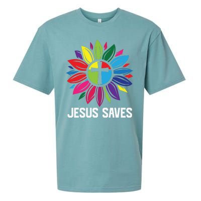 Cool Flower Jesus Saves Sueded Cloud Jersey T-Shirt