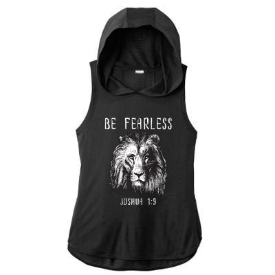 Christian Fearless Joshua 1:9 Faith Gift Ladies PosiCharge Tri-Blend Wicking Draft Hoodie Tank