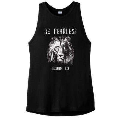 Christian Fearless Joshua 1:9 Faith Gift Ladies PosiCharge Tri-Blend Wicking Tank