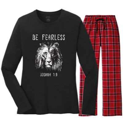 Christian Fearless Joshua 1:9 Faith Gift Women's Long Sleeve Flannel Pajama Set 