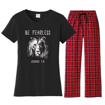 Christian Fearless Joshua 1:9 Faith Gift Women's Flannel Pajama Set