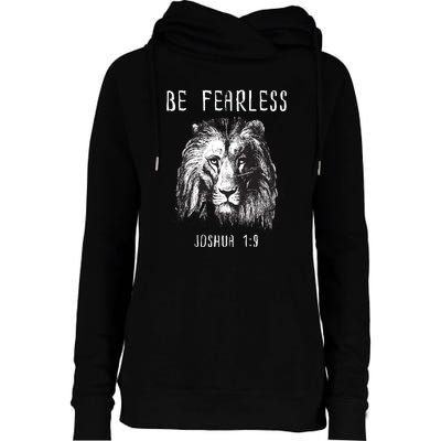 Christian Fearless Joshua 1:9 Faith Gift Womens Funnel Neck Pullover Hood