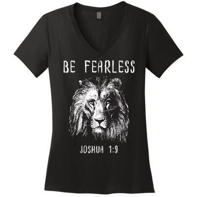 Christian Fearless Joshua 1:9 Faith Gift Women's V-Neck T-Shirt