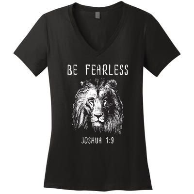 Christian Fearless Joshua 1:9 Faith Gift Women's V-Neck T-Shirt