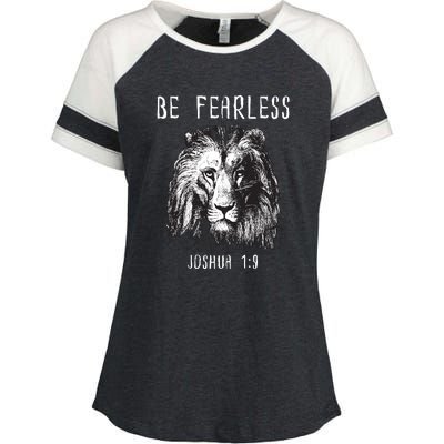 Christian Fearless Joshua 1:9 Faith Gift Enza Ladies Jersey Colorblock Tee