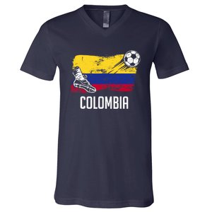 Colombia Flag Jersey Colombian Soccer Team Colombian V-Neck T-Shirt