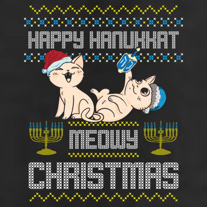 Christmas Funny Jewish Cat Hanukkah Happy Hanukkat Meowy 11oz C Handle Ceramic Mug
