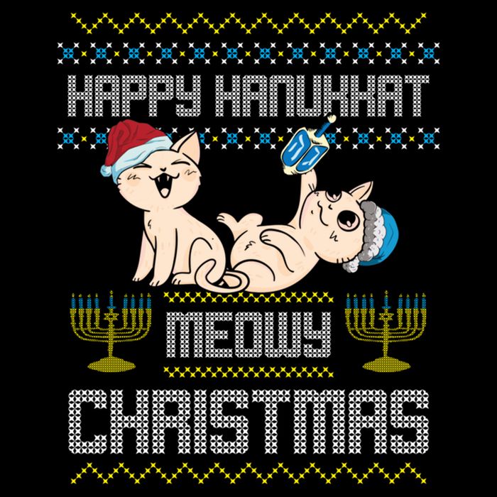 Christmas Funny Jewish Cat Hanukkah Happy Hanukkat Meowy Drawstring Bag