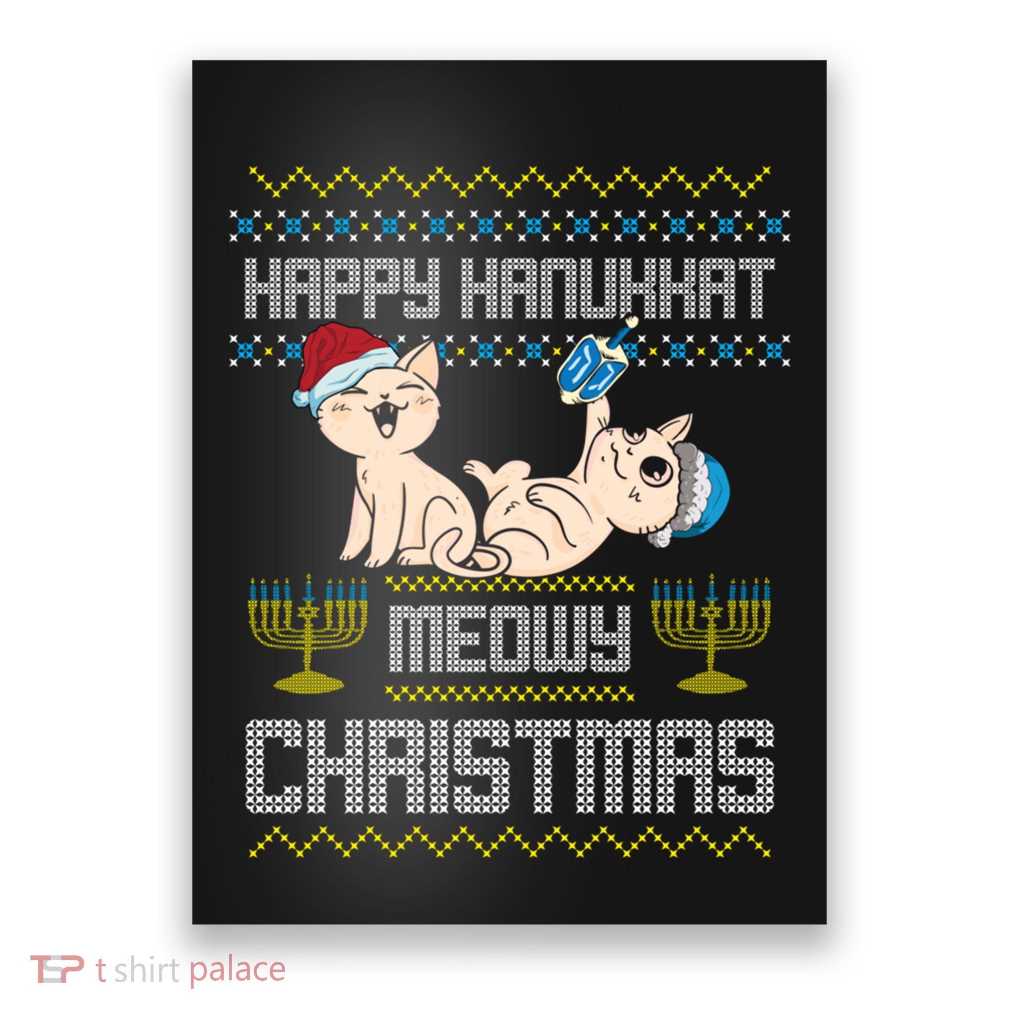 Christmas Funny Jewish Cat Hanukkah Happy Hanukkat Meowy Poster