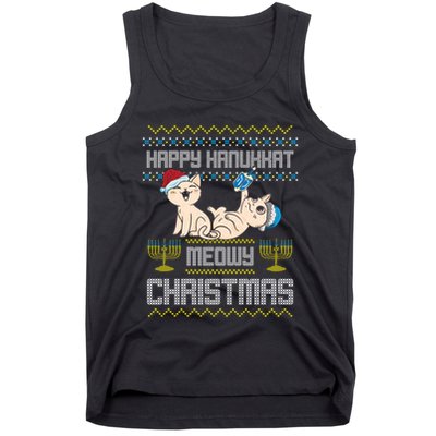 Christmas Funny Jewish Cat Hanukkah Happy Hanukkat Meowy Tank Top