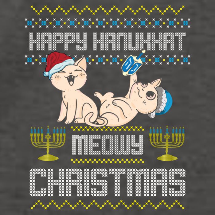 Christmas Funny Jewish Cat Hanukkah Happy Hanukkat Meowy Vector Backpack