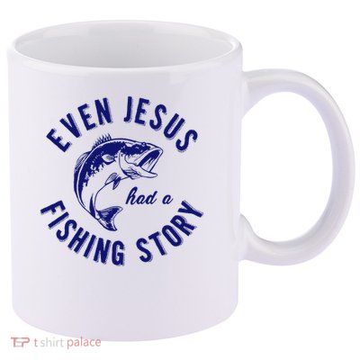 Christian Fishing Jesus  Funny Fishing 11oz C Handle Ceramic Mug