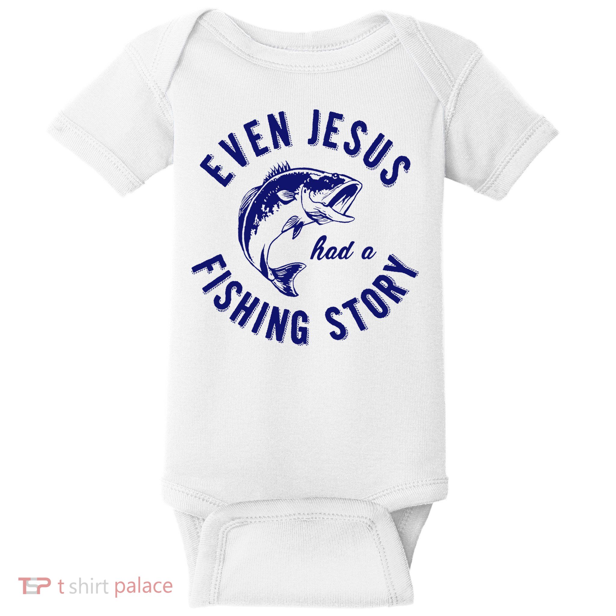 Christian Fishing Jesus  Funny Fishing Baby Bodysuit