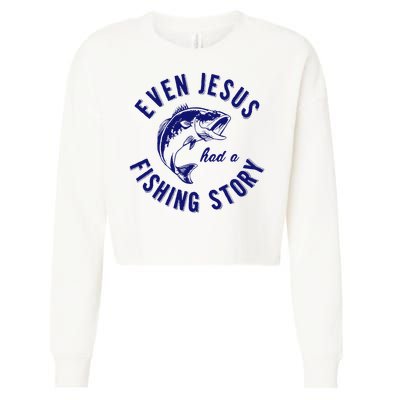 Christian Fishing Jesus  Funny Fishing Cropped Pullover Crew