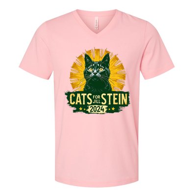 Cats For Jill Stein For President 2024 Usa Green V-Neck T-Shirt