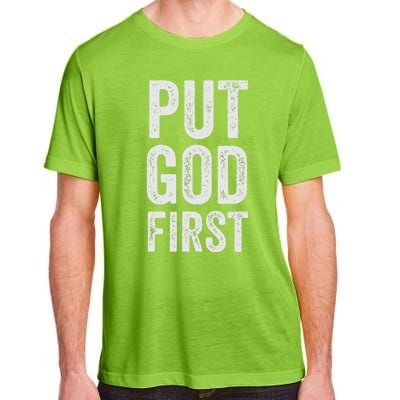 Christian Faith Jesus Gifts Women Put God First Adult ChromaSoft Performance T-Shirt