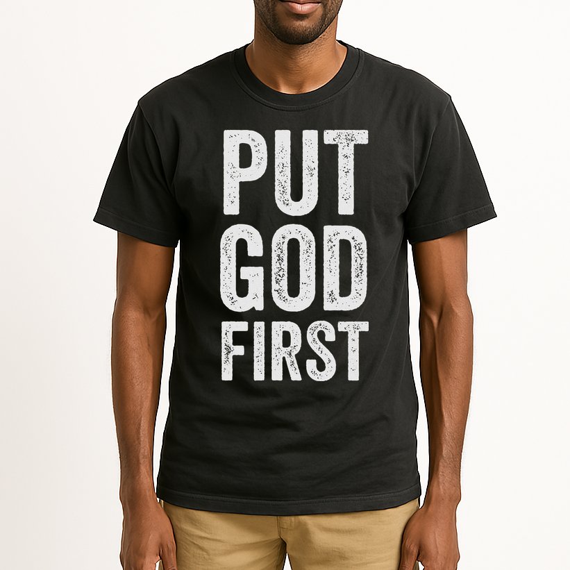 Christian Faith Jesus Gifts Women Put God First Tall T-Shirt