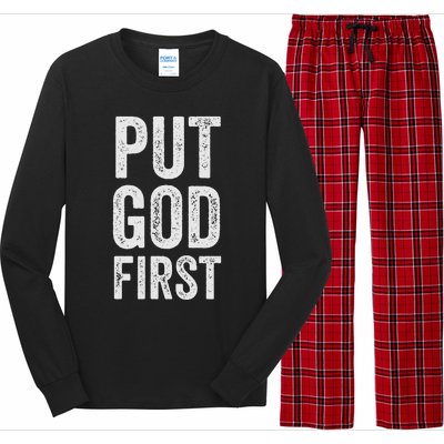 Christian Faith Jesus Gifts Women Put God First Long Sleeve Pajama Set