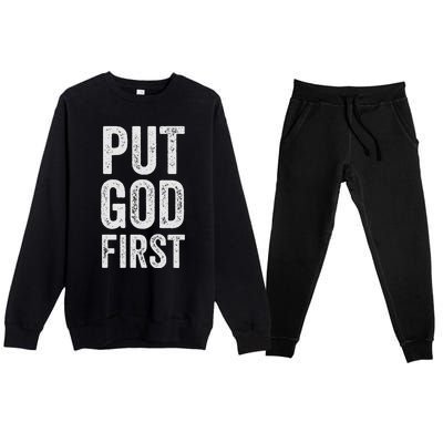 Christian Faith Jesus Gifts Women Put God First Premium Crewneck Sweatsuit Set