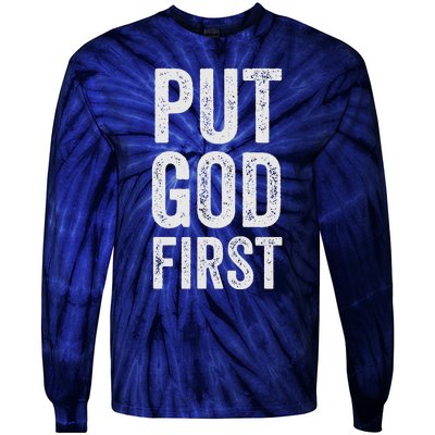 Christian Faith Jesus Gifts Women Put God First Tie-Dye Long Sleeve Shirt