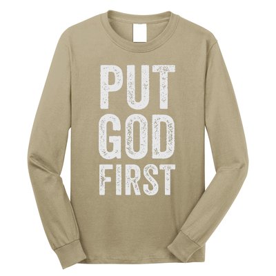 Christian Faith Jesus Gifts Women Put God First Long Sleeve Shirt