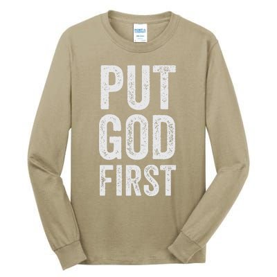 Christian Faith Jesus Gifts Women Put God First Tall Long Sleeve T-Shirt