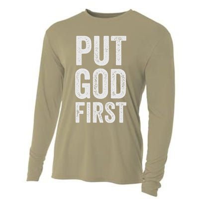 Christian Faith Jesus Gifts Women Put God First Cooling Performance Long Sleeve Crew