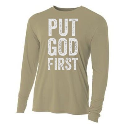 Christian Faith Jesus Gifts Women Put God First Cooling Performance Long Sleeve Crew