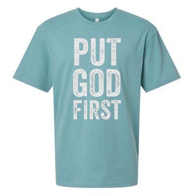 Christian Faith Jesus Gifts Women Put God First Sueded Cloud Jersey T-Shirt