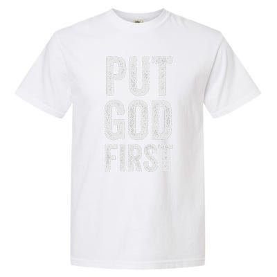 Christian Faith Jesus Gifts Women Put God First Garment-Dyed Heavyweight T-Shirt