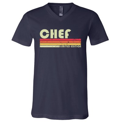 CHEF Funny Job Title Profession Birthday Worker Idea V-Neck T-Shirt