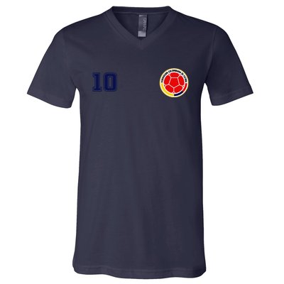 Colombia Flag Jersey Futbol Soccer Franela Colombia V-Neck T-Shirt